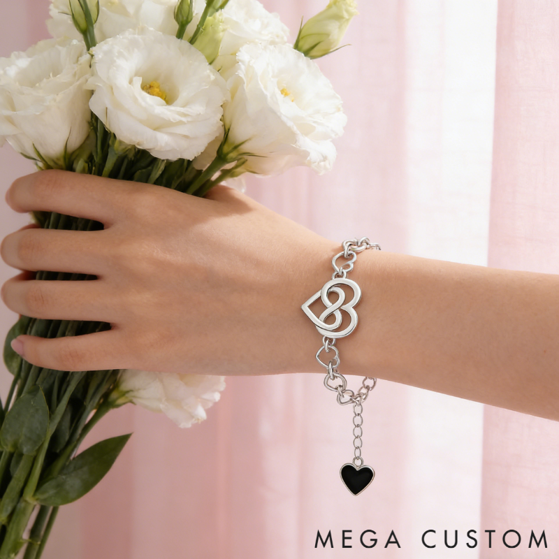 Personalized Heart-in-Heart Mother-Daughter Bracelet A Gift for Him   925 Sterling Silver Bracelet