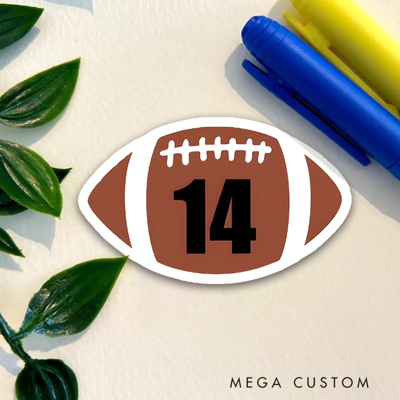 Personalized American Football and Rugby Sticker with Custom Number for Team Gift