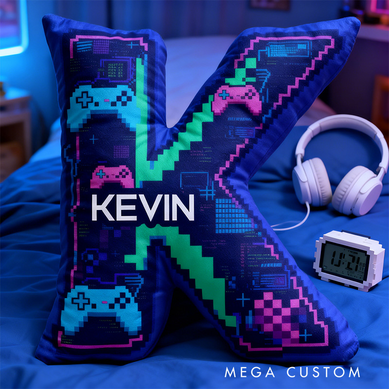Personalized Graphic 3D Print Glitch Art Style Gamer Shaped Pillow for Game Lovers Plush Pillow Christmas Gift for Kids
