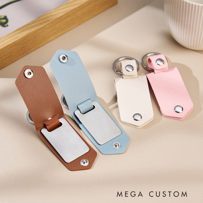 Personalized Keychain for Firefighters Leather Engraved Keychain with Photo Metal Tag Keychain