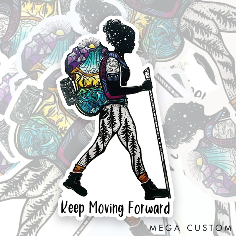 Personalized Hiker Girl Sticker Camping Adventure Sticker for Wanderlust Nature Travelers Outdoors Lover Gift