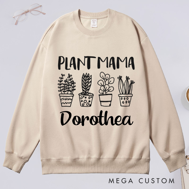 Personalized Plant Mama Classic Sweatshirts Crazy Plant Lady Sweatshirt with Name Gardener Sweatshirt Plant Lover Gift Gardening Gift