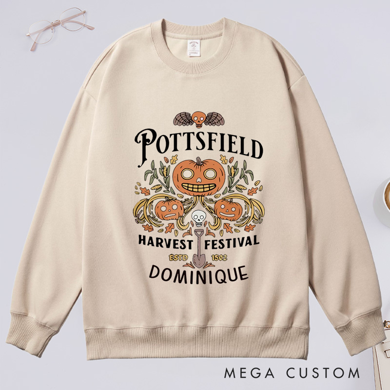 Personalized Pottsfield Harvest Festival Classic Sweatshirts Vegetables Fall Sweatshirt with Name Halloween Gift Plant Lover Gift Gardening Gift