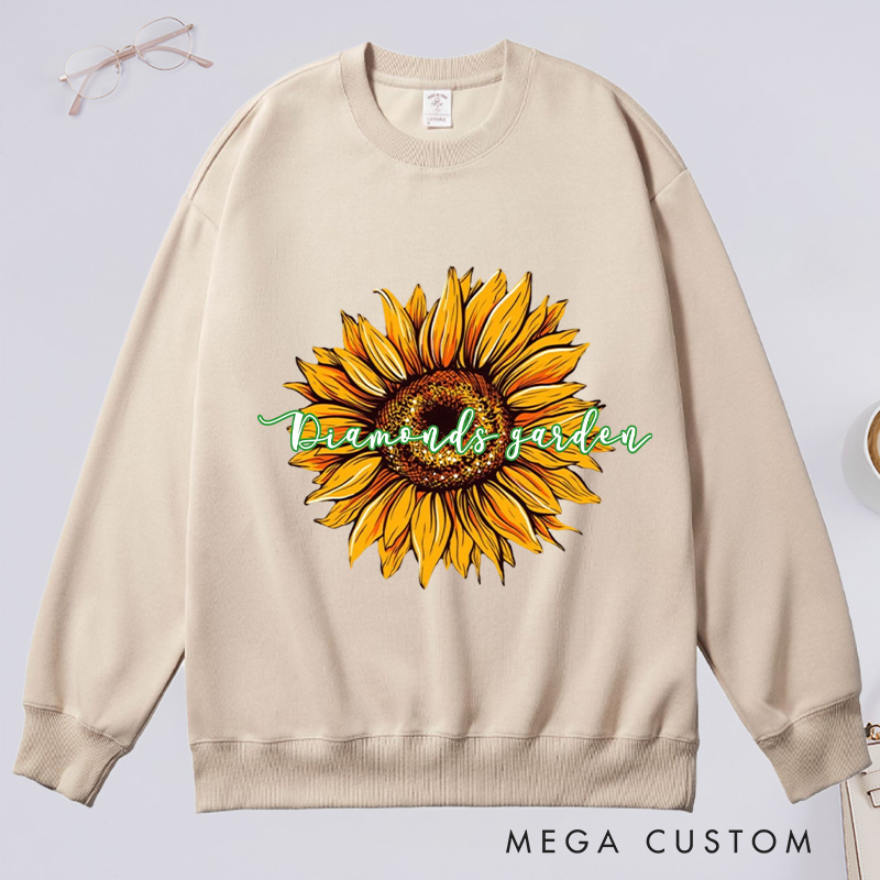 Personalized Sunflower Classic Sweatshirts Flower Print Sweatshirt Gardener Sweatshirt with Name Plant Lover Gift Gardening Gift Gardener Gift