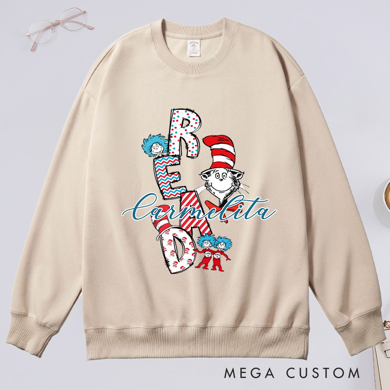 Personalized Trendy Read Classic Sweatshirts Read Across America Sweatshirt Bookish Sweatshirt with Name Book Lover Gift Librarian Gift