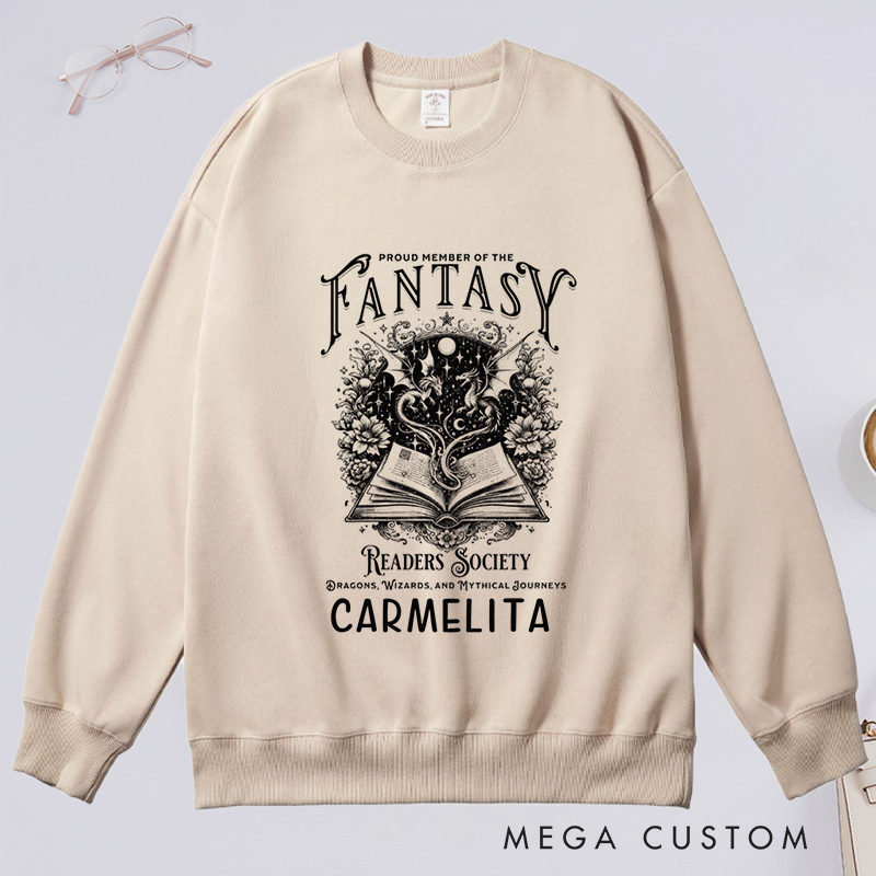 Personalized Fantasy Readers Society Classic Sweatshirts Dragon Lover Sweatshirt Bookish Sweatshirt Mythical Creatures Book Sweatshirt Book Lover Gift