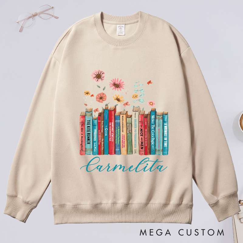 Personalized I'm With The Banned Classic Sweatshirts Custom Floral Books Sweatshirt with Name Book Lover Gift Librarian Gift Reading Gift