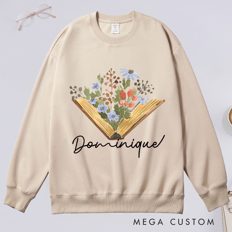 Personalized Wildflowers Book Classic Sweatshirts Custom Sweatshirts with Name Book Lovers Gift For Bookworms Gift Reading Gift Librarian Gift