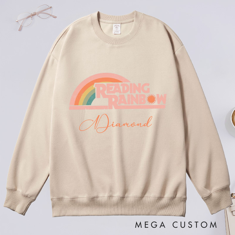 Personalized Reading Rainbow Classic Sweatshirts Love to Read Sweatshirt Custom Bookish Sweatshirt with Name for Book Lover Gift Librarian Gift