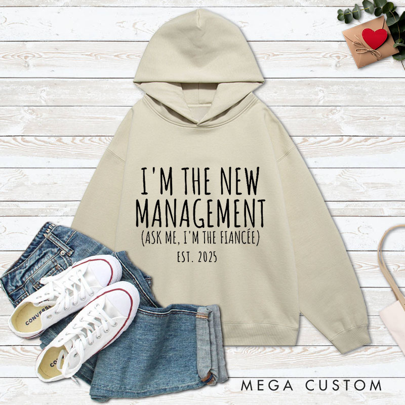 Personalized Under New Management Matching Fleece Hoodie for Engagement Couple