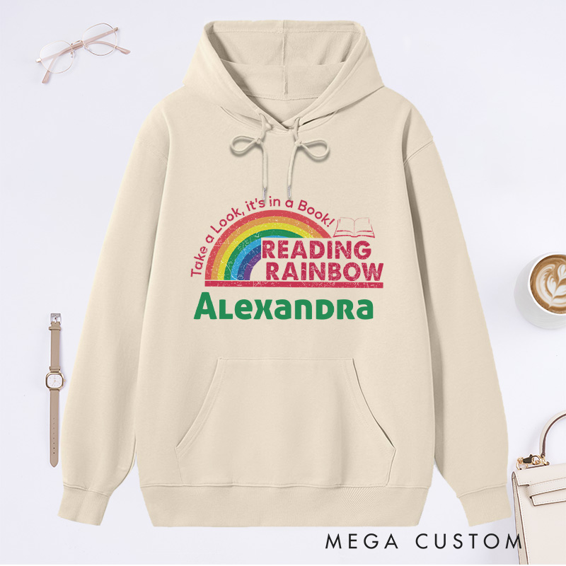 Personalized Reading Rainbow Classic Hoodies Book Lover Hoodies Reading Hoodies Librarian Gift Book Lover Gift For Reader Gift