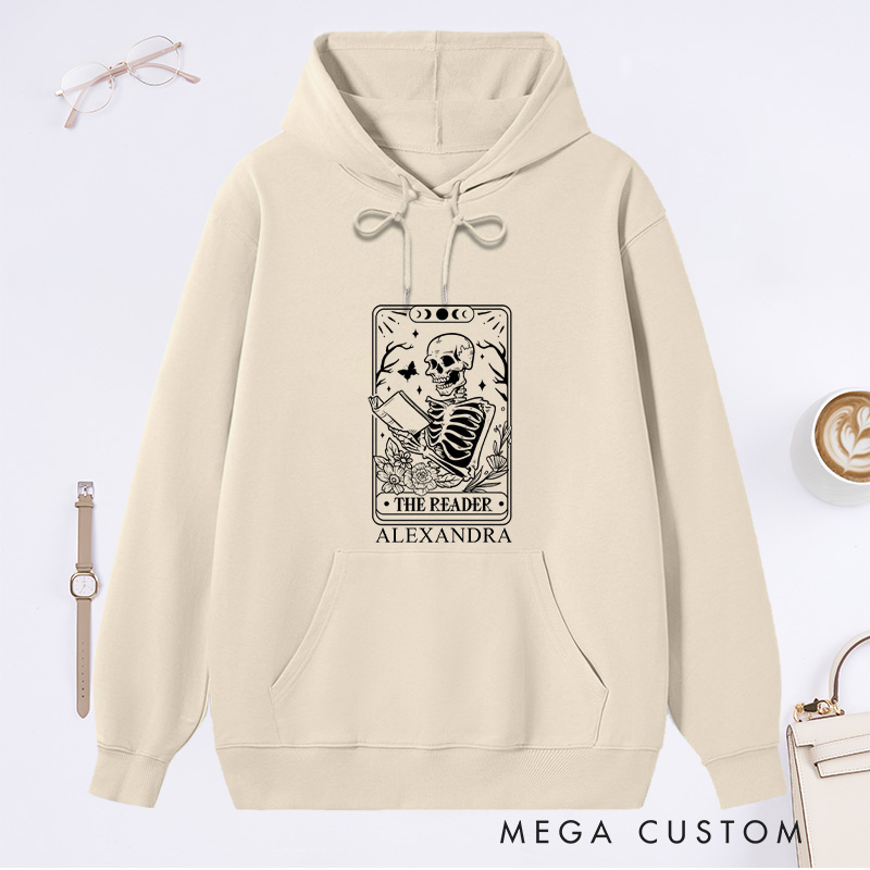 Personalized The Reader Tarot Card Classic Hoodies Custom Book Lover Hoodies with Name Reading Hoodies Librarian Gift Book Lover Gift