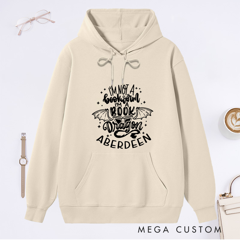 Personalized I'm Not A Bookworm I'm A Book Dragon Classic Hoodies Book Lover Hoodies with Name Reading Hoodies Librarian Gift Book Lover Gift