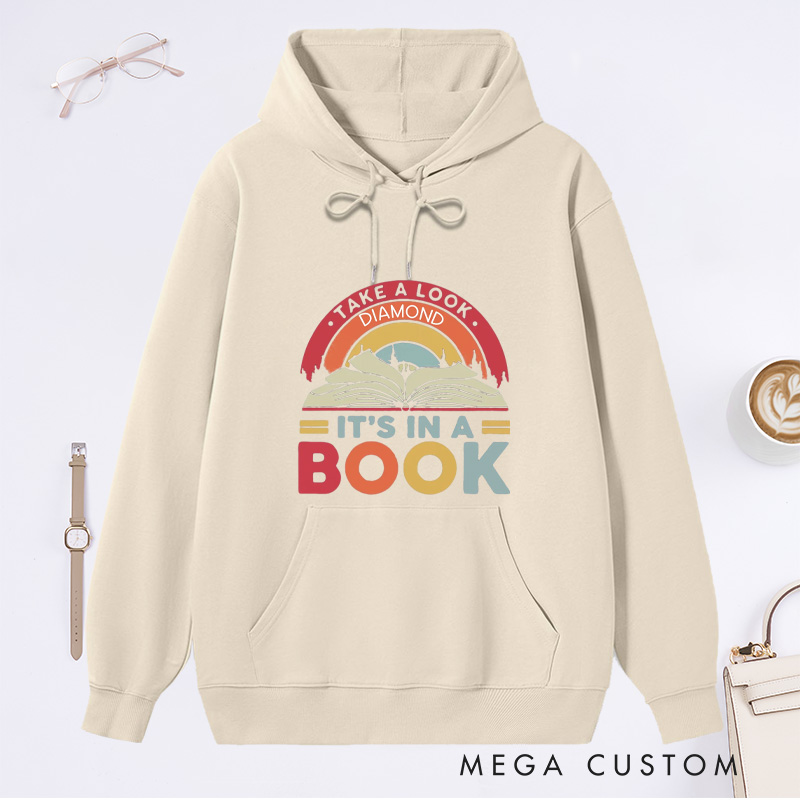 Personalized Reading Rainbow Classic Hoodies Custom Book Lover Hoodies with Name Take a Look It’s in a Book Hoodies Librarian Gift Reader Gift