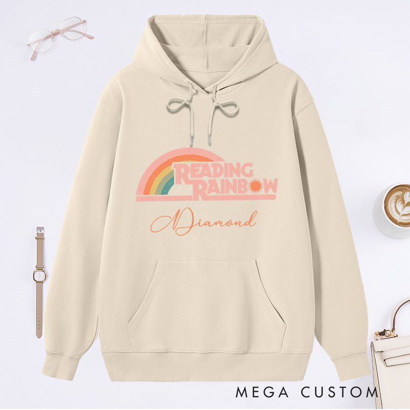 Personalized Reading Rainbow Classic Hoodies Love To Read Hoodies Custom Book Lover Hoodies with Name Librarian Gift Reading Gift for Reader