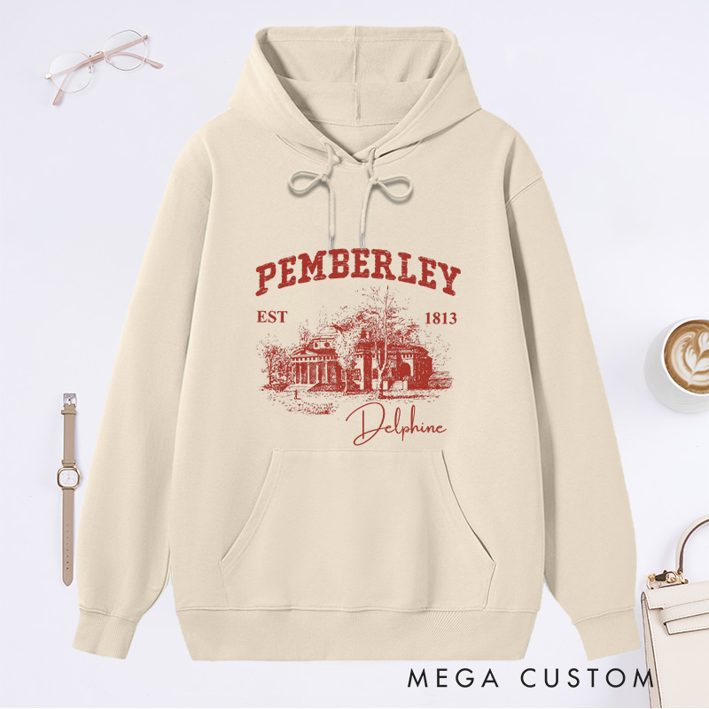 Personalized Pemberley Light Academia Classic Hoodies Custom Book Lover Hoodies with Name Librarian Gift Book Lover Gift for Reader