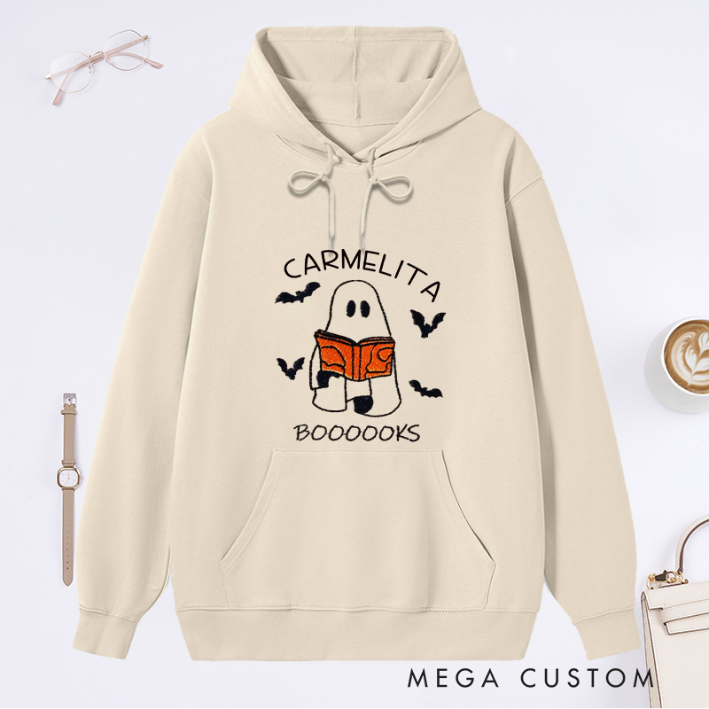 Personalized Booooks Classic Hoodies Custom Bookish Hoodies with Name Halloween Hoodies Librarian Gift Book Lover Gift Halloween Gift