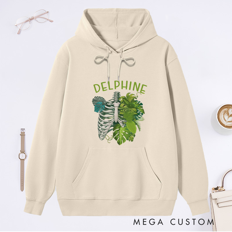 Personalized Skeleton Plant Classic Hoodies Custom Monstera Hoodies with Name Plant Lover Gift Gardening Lover Gift for Gardener Gift
