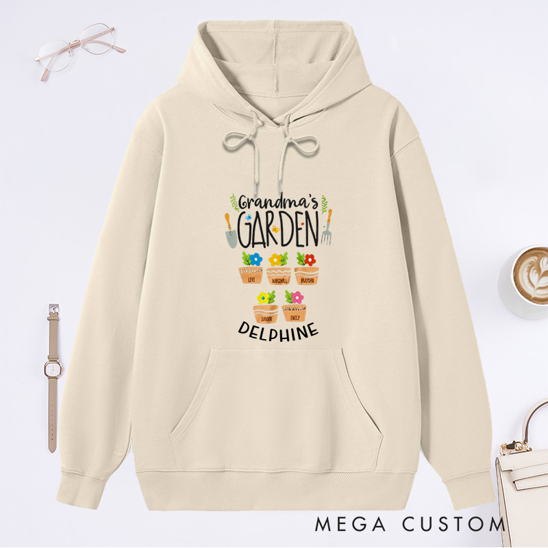 Personalized Grandma's Garden Classic Hoodies Custom Hoodies with Name Plant Lover Gift Gardening Lover Gift for Gardener Gift