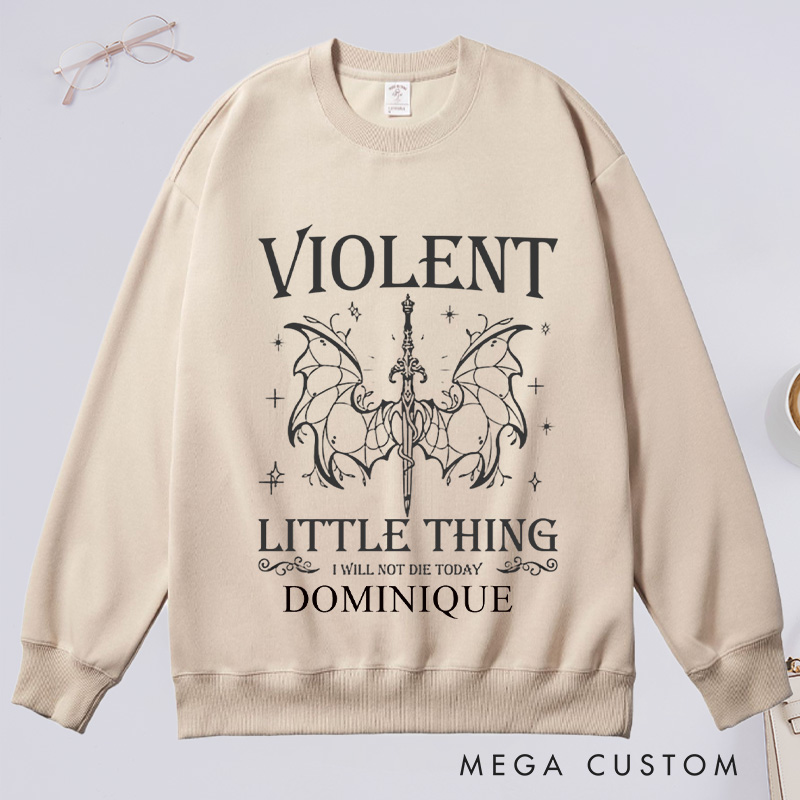Personalized Violent Little Thing Classic Sweatshirts with Name Custom Reading Sweatshirt for Book Lover Gift Librarian Gift Reader Gift
