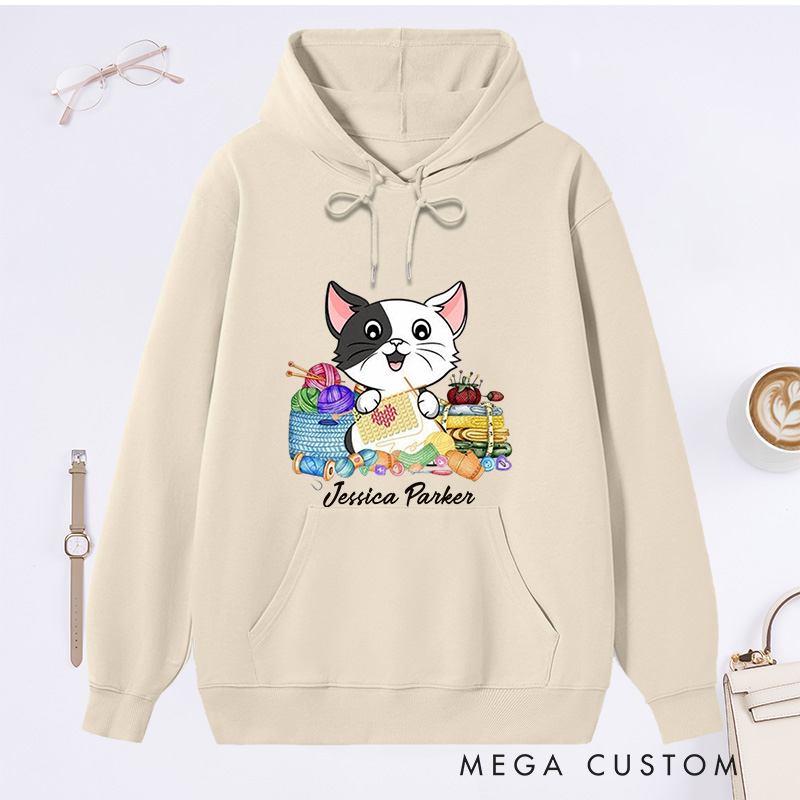 Personalized I Love Knitting And Cat Classic Hoodies Knit Gift Knitting Gift Knitter Gift Love To Knit Love Knitting Knit Lover