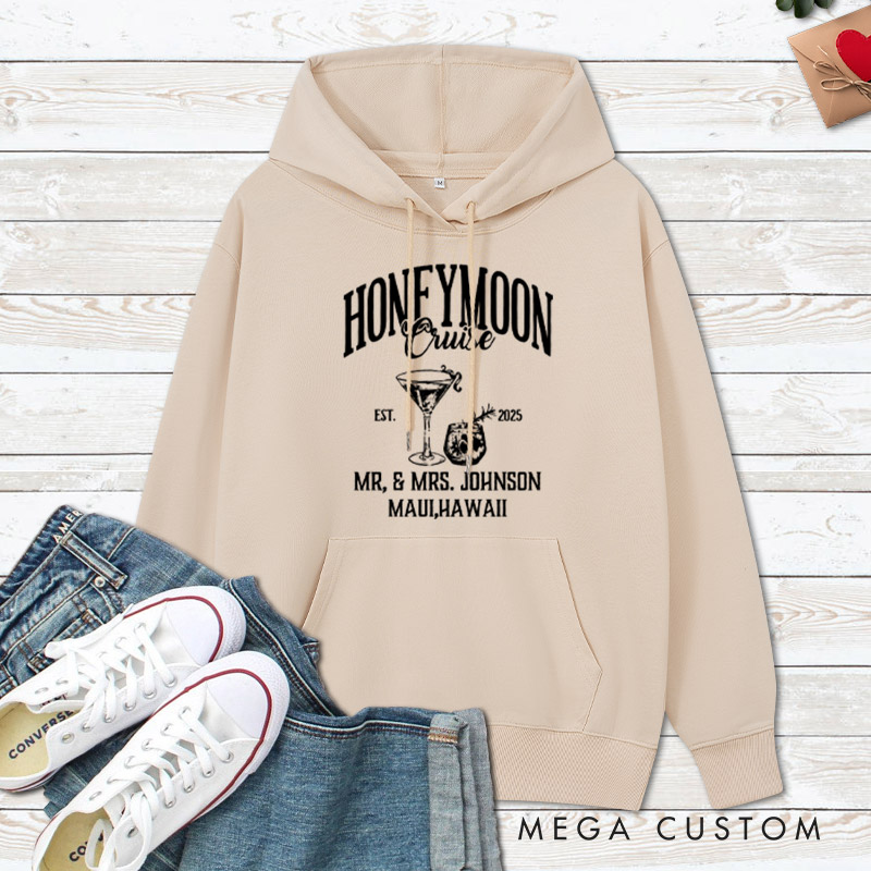 Personalized Honeymoon Cruise Mr and Mrs Matching Honeymoon Couple Hoodie