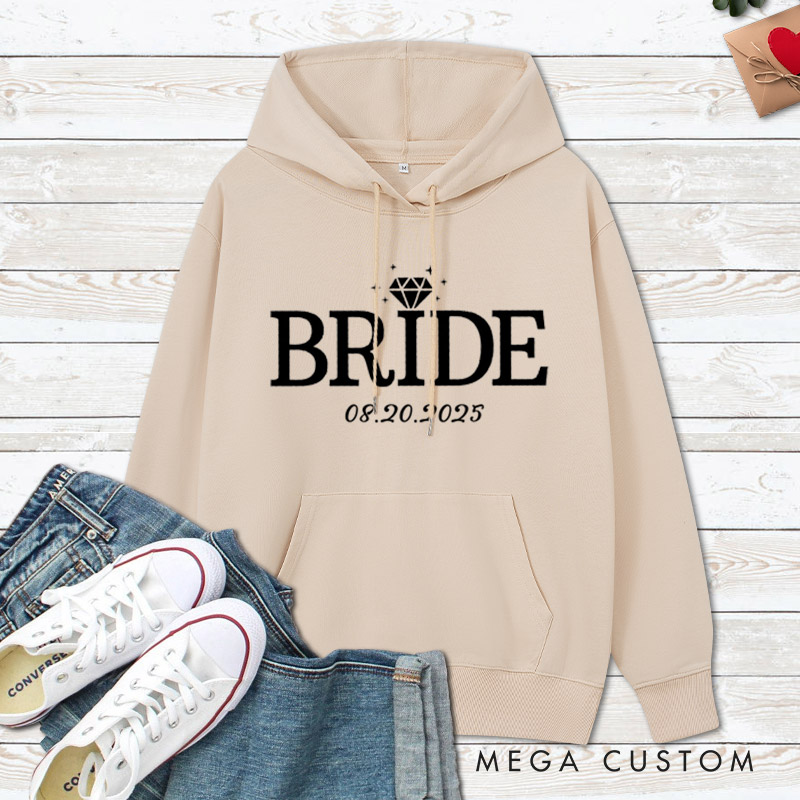 Personalized Elegant Bride and Groom with Rings Matching Wedding Couple Hoodie