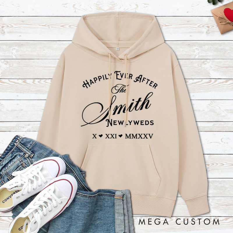 Personalized Newlyweds Happily Ever After Wedding Couple Hoodie