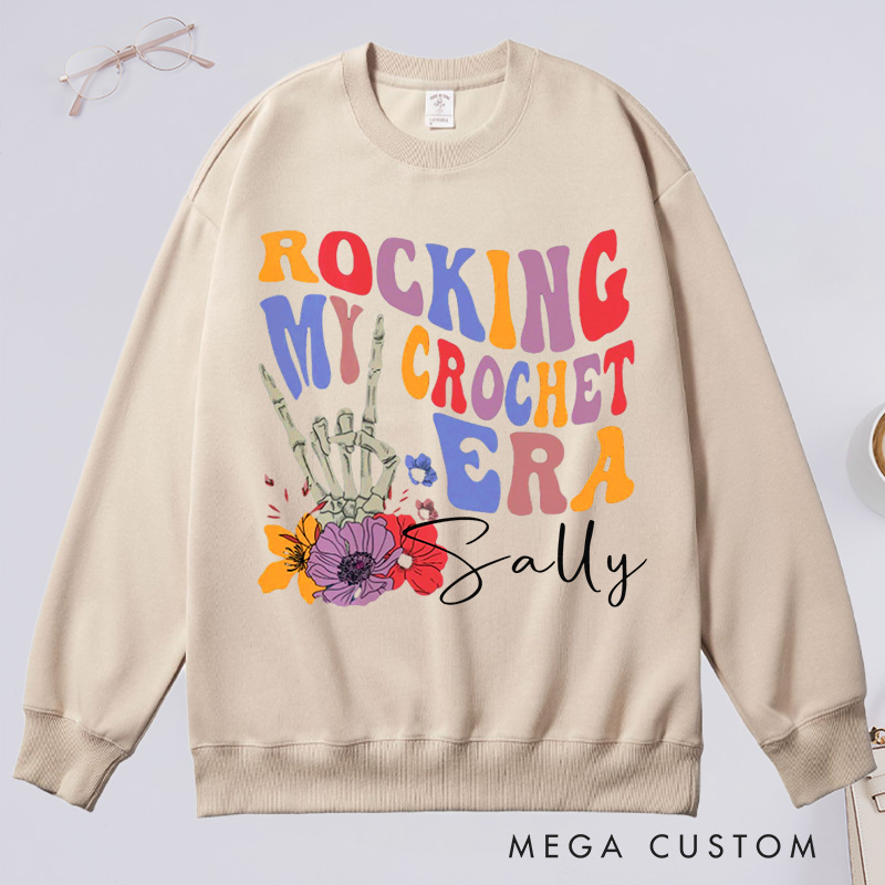 Personalized Rocking My Crochet Era Classic Sweatshirts In My Crochet Era Comfort Colors Retro Trendy Sweatshirts