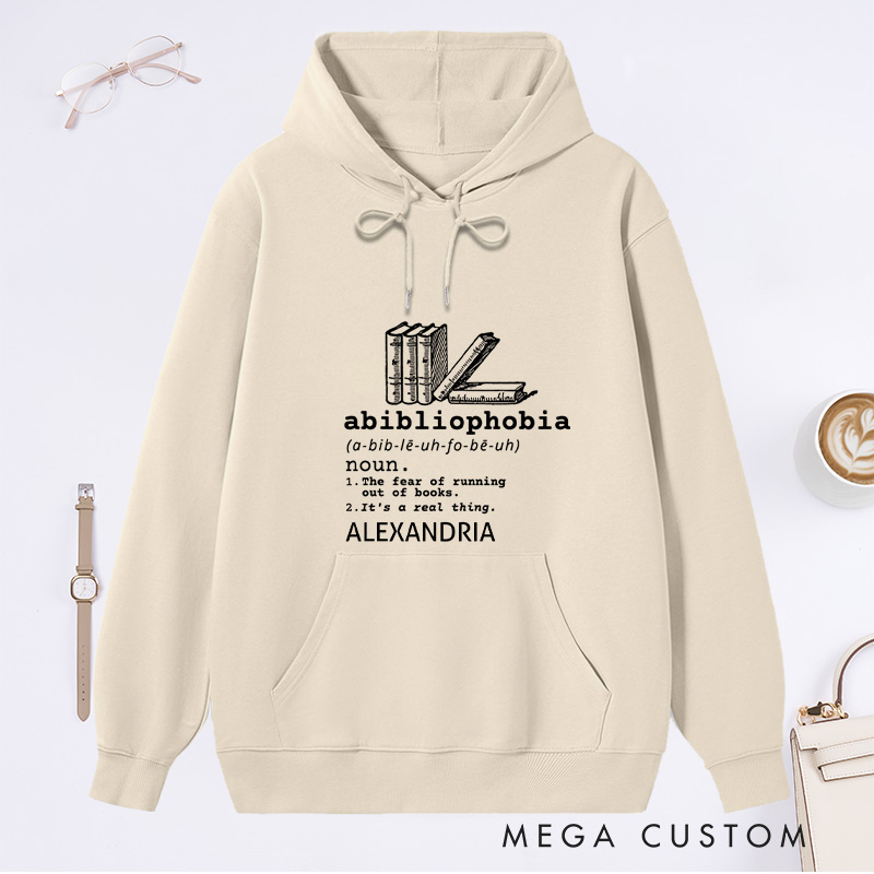 Personalized Abibliophobia Classic Hoodies Book Lover Hoodies Reading Hoodies with Name Librarian Gift Book Lover Gift For Reader