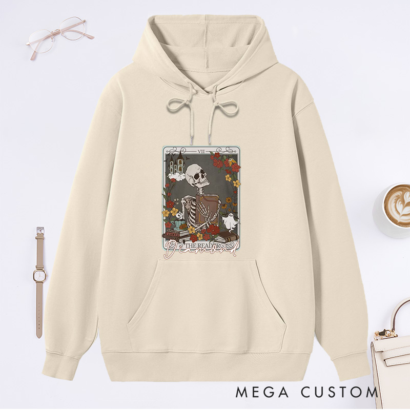 Personalized the Reader Tarot Card Crewneck Classic Hoodies Bookish Hoodies Custom Book Lover Hoodies with Name Librarian Gift Reader Gift