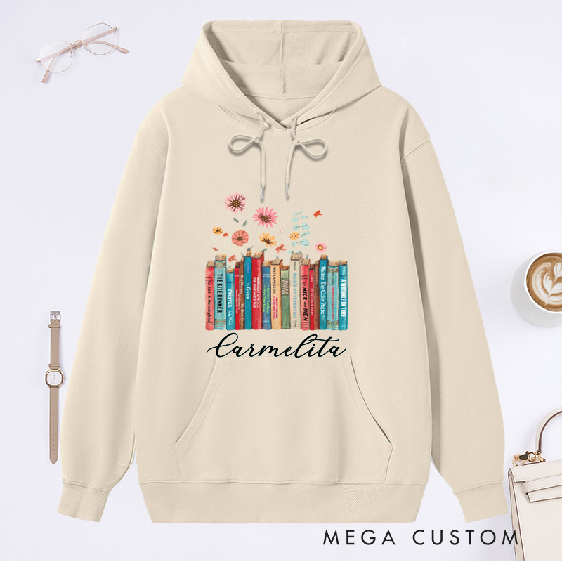 Personalized I'm with the Banned Classic Hoodies Floral Books Hoodies Custom Bookish Hoodies with Name Librarian Gift Book Lover Gift for Reader