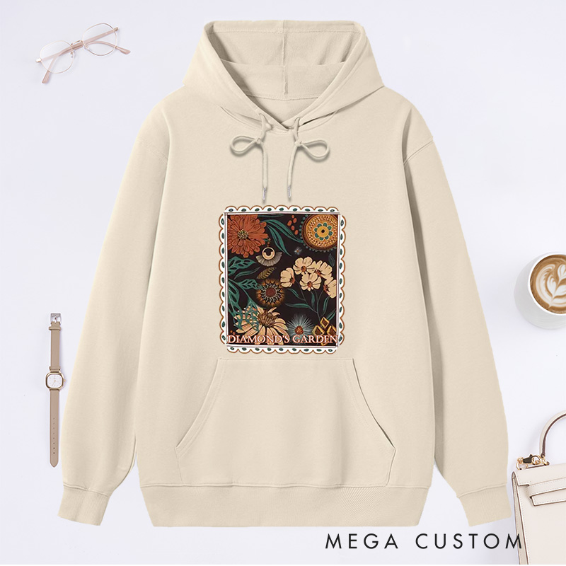 Personalized Boho Floral Cottagecore Classic Hoodies Custom Fall Flowers Nature Hoodies with Name Plant Lover Gift Gardening Lover Gift for Gardener