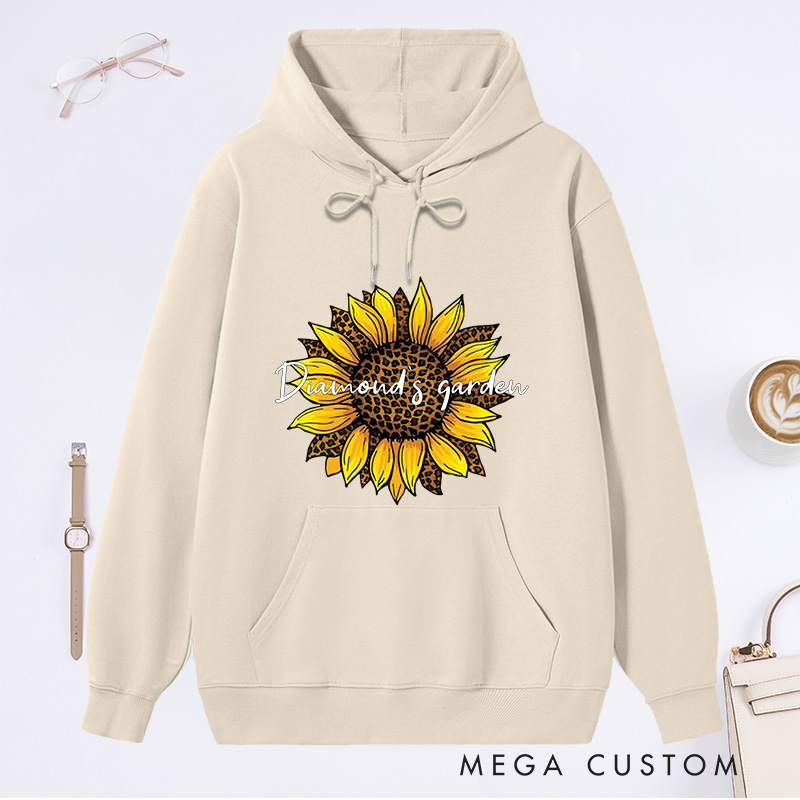 Personalized Leopard Sunflower Classic Hoodies Custom Leopard Floral Hoodies with Name Plant Lover Gift Gardening Lover Gift for Gardener Gift