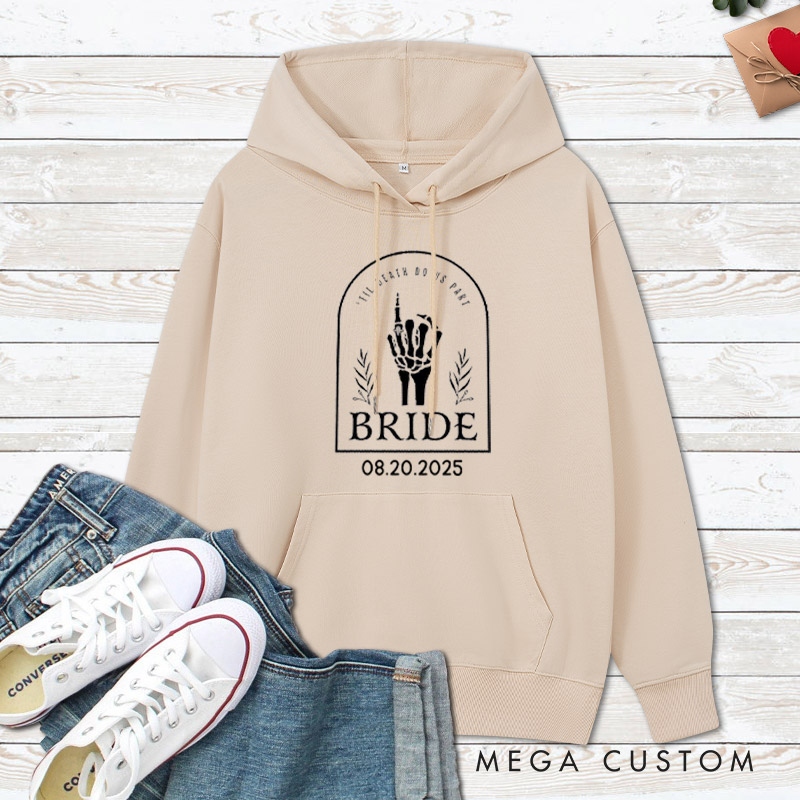 Personalized Skeleton Hand Gestures Garden Bride and Groom Matching Wedding Couple Hoodie