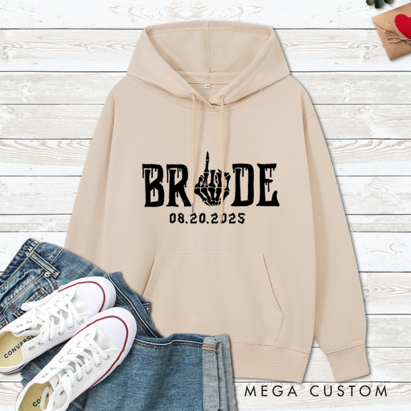 Personalized Funny Gesture Skeleton Bride and Groom Matching Wedding Couple Hoodie