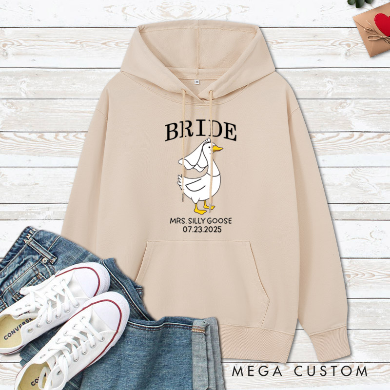 Personalized Bride and Groom Silly Goose Mr and Mrs Matching Wedding Couple Hoodie
