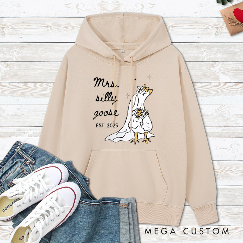 Personalized Funny Mr and Mrs Silly Goose Matching Wedding Couple Hoodie