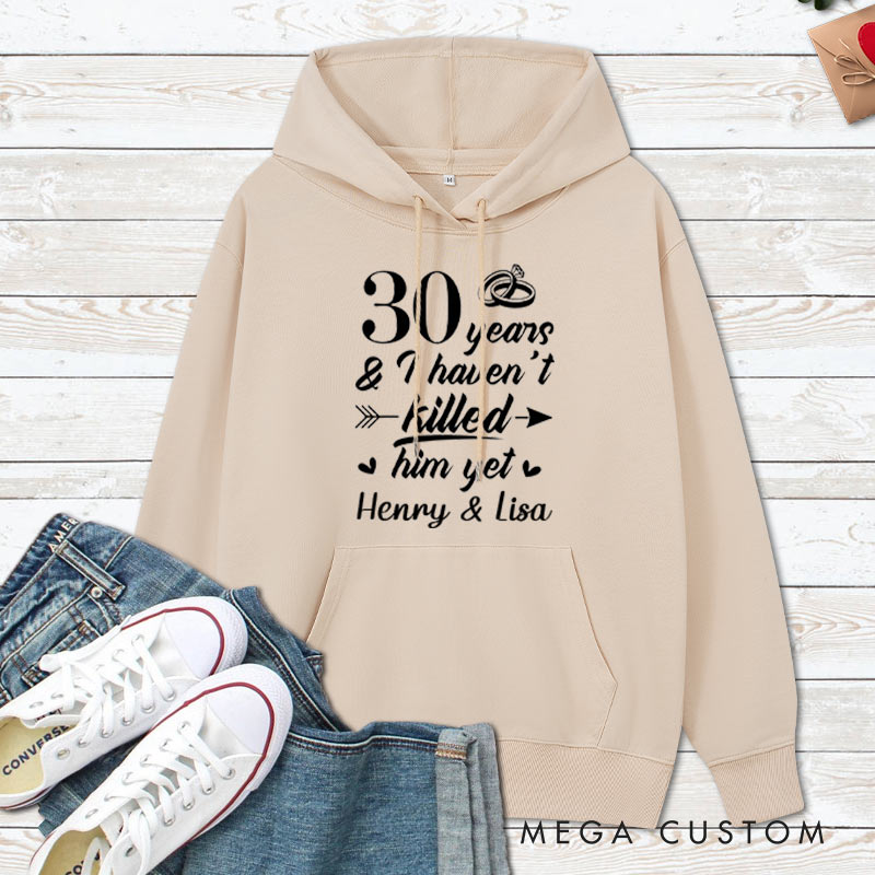 Personalized Funny 30th Anniversary Couple Hoodie Humor Couple 30 Years Anniversary Top Wear for Wife Husband Anniversary Outfit for Couple