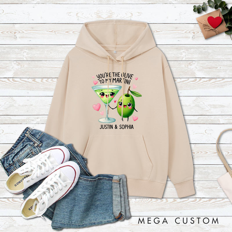 Personalized Couple You’re the Olive to My Martini Valentine's Day Hoodie with Name Couple Sweatshirt for Boyfriend Girlfriend Husband Wife
