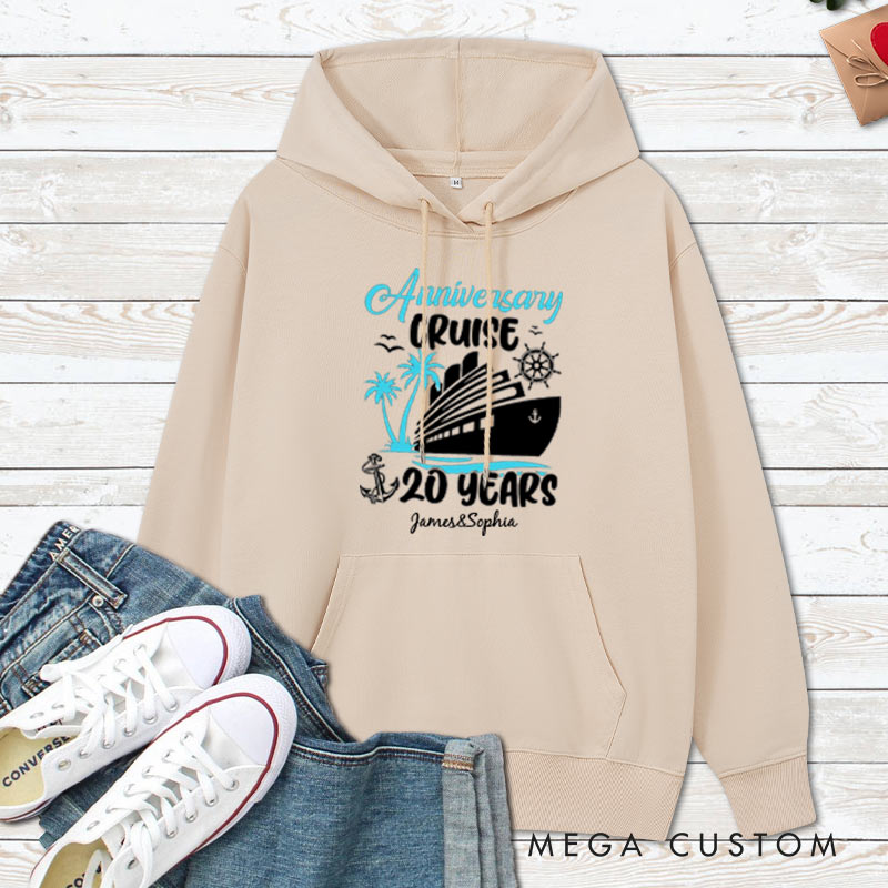 Personalized 20th Anniversary Cruise Hoodie Couple Cruise 20 Years Anniversary Top Wear Wife Husband Anniversary Outfit