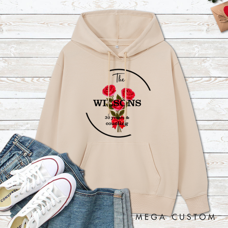 Personalized Personalized 30th Anniversary Rose Hoodie Couple 30 Years Top Wear 30th Rose Anniversary Outfit for Wife Husband