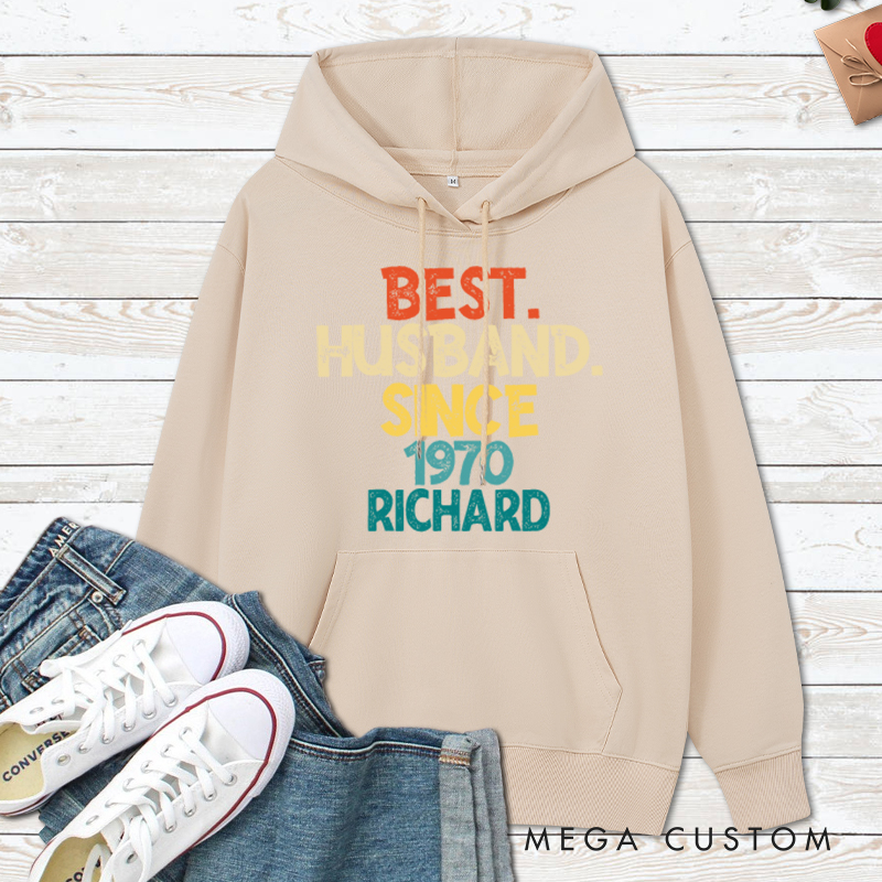 Personalized Best Wife & Husband Since 1970 Couple Hoodie Couple 55 Years Anniversary Top Wear 55th Anniversary Outfit for Wife Husband