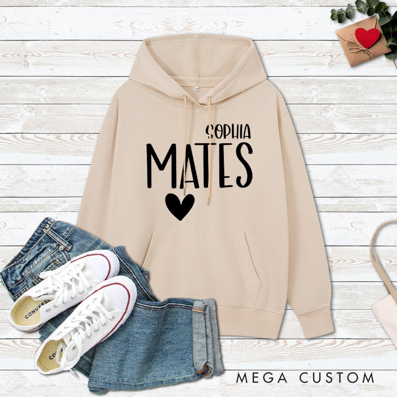 Personalized Couple Soul and Mates with Heart Hoodie Couple Soulmate Valentine's Day Sweatshirt for Boyfriend Girlfriend Husband Wife