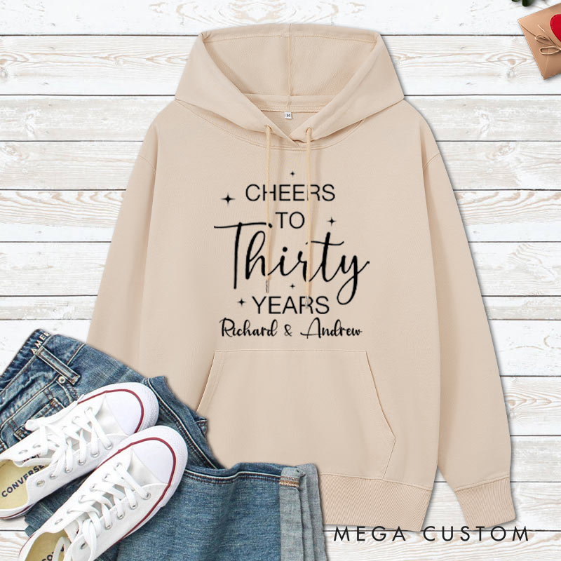 Personalized Cheers to 30 Years Anniversary Hoodie Couple 30th Anniversary Top Wear Anniversary Outfit for Wife Husband