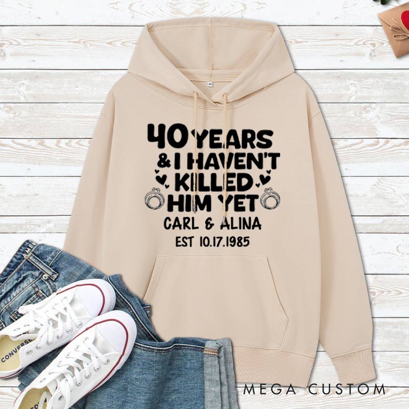 Personalized Funny 40th Anniversary Couple Hoodie Humor 40th Anniversary Hoodie for Couple Anniversary Outfit for Wife Husband