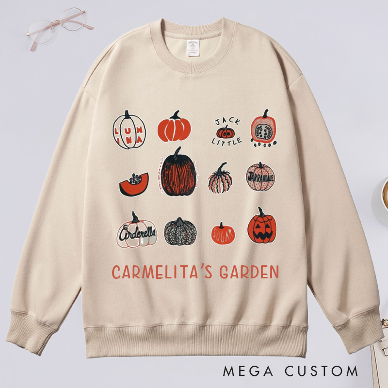 Personalized Pumpkin Classic Sweatshirts Gardener Sweatshirt with Name Halloween Sweatshirt Plant Lover Gift Gardening Lovers Gift