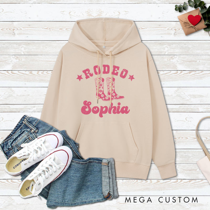 Personalized Couple Rodeo Western Bull and Boots and Hoodie with Name Couple Valentine’s Day Sweatshirt for Boyfriend Girlfriend Husband Wife