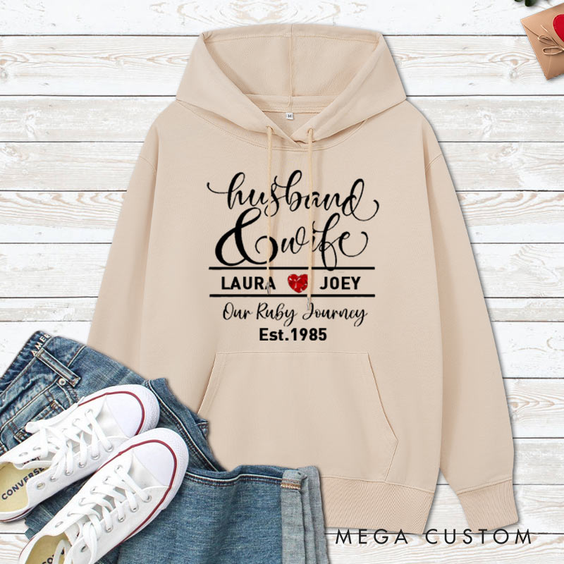 Personalized Our Ruby Journey Anniversary Hoodie Husband Wife 40th Anniversary Outfit Couple Anniversary Hoodie for Her Him