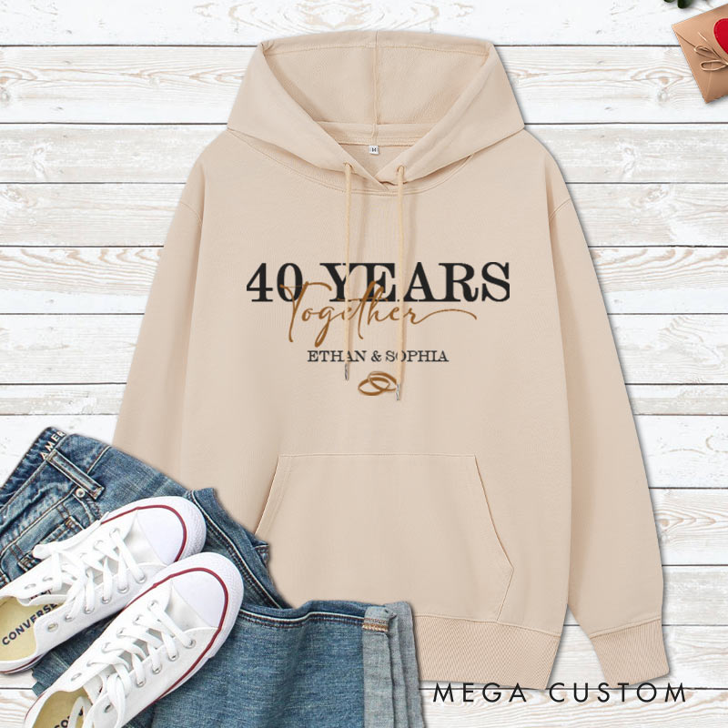 Personalized Couple 40 Years Together Anniversary Hoodie Husband Wife 40th Anniversary Outfit Couple Anniversary Hoodie for Her Him